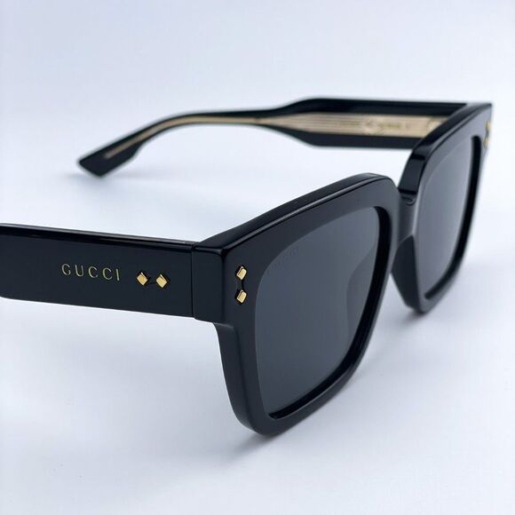 NEW Gucci GG1084S 001 Black Grey Square Unisex Sunglasses - Picture 10 of 15